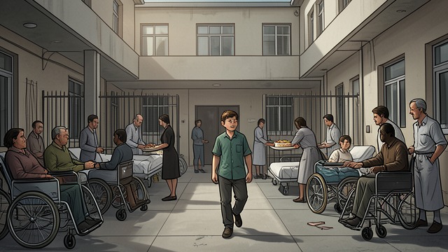 The Daily Passage from "Wann wird es endlich wieder so, wie es nie war". The Daily Passage Familiar Patients Joachim(Jocki) crosses the grounds on his way to school and recognizes patients by their habits, gestures, and voices.