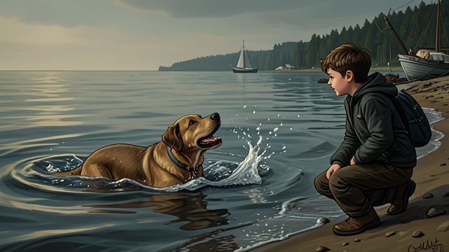 A Water-Loving Companion from "Wann wird es endlich wieder so, wie es nie war". A Water-Loving Companion The Landseer The family dog races toward the Baltic coast and swims with extraordinary enthusiasm.