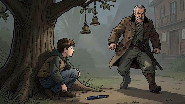 The Lost Tintenkiller from "Wann wird es endlich wieder so, wie es nie war". The Lost Tintenkiller Flight The Bell ringer stops near Joachim(Jocki) behind a tree.