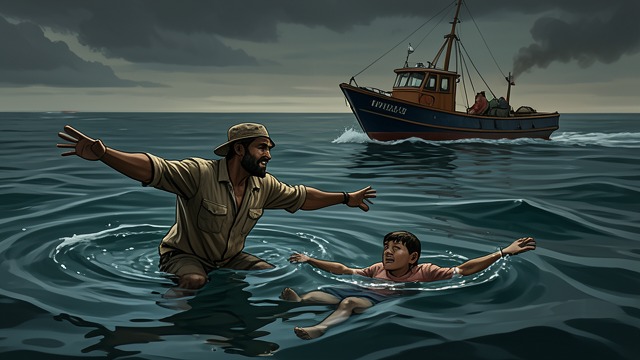 The Water Takes the Son from "Wann wird es endlich wieder so, wie es nie war". The Water Takes the Son An Accident A faulty motor and Hermann’s careless pull send Joachim(Jocki) overboard.