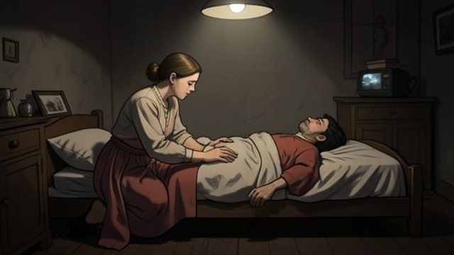 Care at the End from "Wann wird es endlich wieder so, wie es nie war". Care at the End Return and Service Susanna comes back to care for Hermann, undertaking the intimate daily work of his final illness.