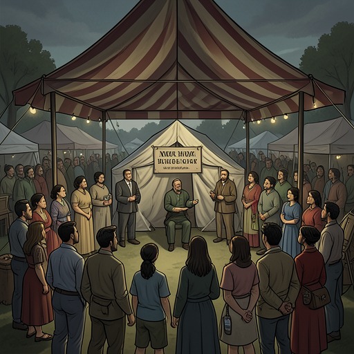 The Annual Summer Fair from "Wann wird es endlich wieder so, wie es nie war". This flow traces the hospital fair as a public meeting place where patients, staff, families, and townspeople briefly share a common space.