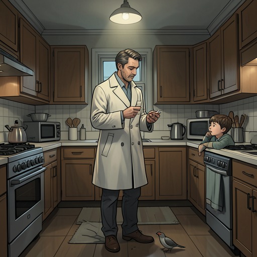 The Bird and the Father’s Last Cigarette from "Wann wird es endlich wieder so, wie es nie war". This flow follows the collision between Hermann’s health pledge, the Amsel’s death, and a child’s search for meaning in repeating colors.