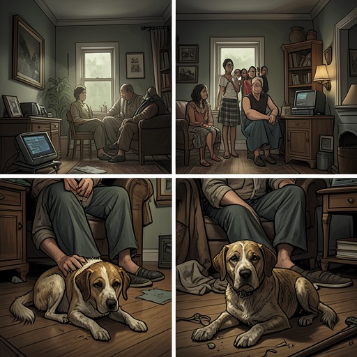 The Family Dog’s Changing Role from "Wann wird es endlich wieder so, wie es nie war". This flow traces how the dog changes from childhood refuge to a living link with Martin and finally an object of difficult mercy.