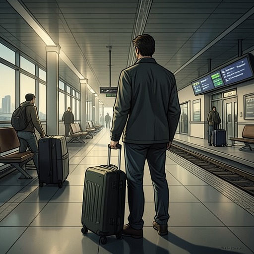 The Son’s Return to Wyoming from "Wann wird es endlich wieder so, wie es nie war". This flow traces Joachim(Jocki)’s choice to return to the United States after the funeral and the emotional distance that lets him function.