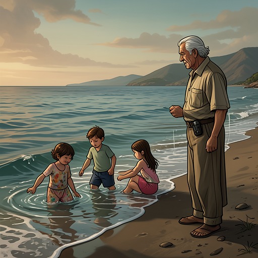 The Narrator’s Relationship with the Sea from "Wann wird es endlich wieder so, wie es nie war". This flow traces the sea as a setting for family play, Hermann’s ambitions, danger, and the narrator’s later memory.