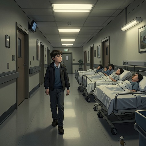 Joachim(Jocki) and the Hospital’s Patients from "Wann wird es endlich wieder so, wie es nie war". This flow traces the narrator’s changing ties to the patients, from casual childhood familiarity to adult longing for their unguarded intensity.