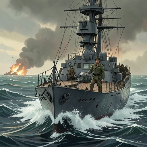 The Philippine Campaign from "The Caine Mutiny". The Caine’s supporting missions place its officers close to major operations while exposing the distance between battle and their limited role.