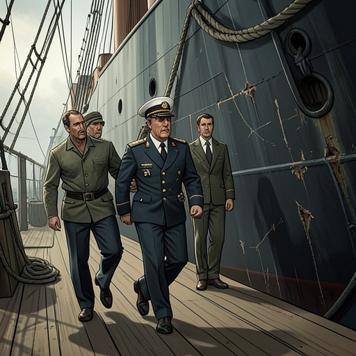 The Caine Mutiny and Its Trial from "The Caine Mutiny". The Caine’s breakdown of command culminates in Maryk’s emergency relief of Queeg and a court-martial that tests the limits of obedience.