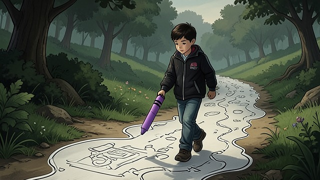 The Crayon at His Side from "Harold and the Purple Crayon". A Companion Tool Taking it along Harold sets off carrying his big purple crayon.