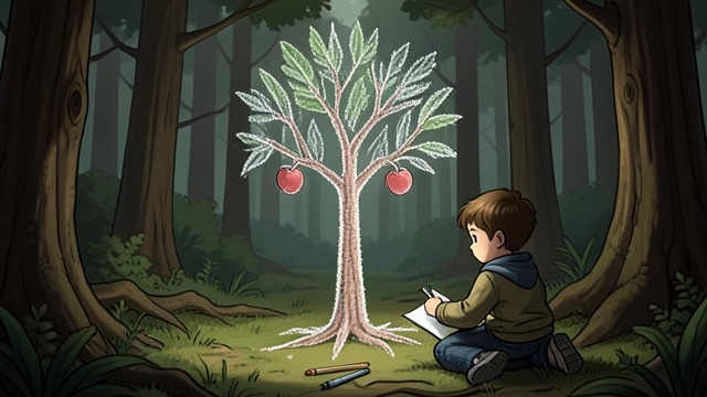 A Managed Forest from "Harold and the Purple Crayon". Containing the Wild A forest made small Harold does not want to get lost in the woods, so he draws a forest with just one tree.