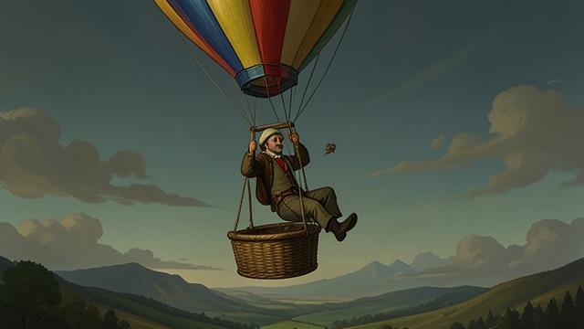 Aerial Escape from "Harold and the Purple Crayon". A Rescue in the Air Preserving composure Harold keeps his wits and his crayon, then draws a balloon and grabs on.