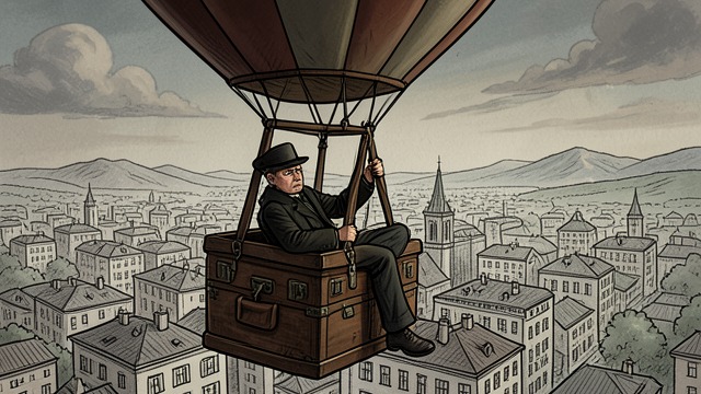 The First Failed View from "Harold and the Purple Crayon". A View Without a House Safety brings perspective The balloon gives Harold a fine view after his fall.