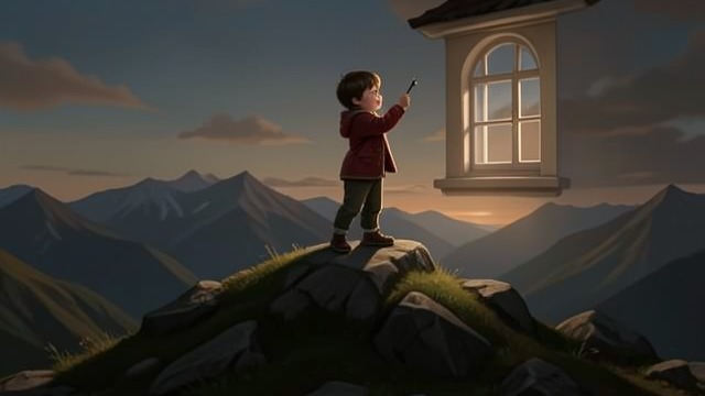 寻找哈罗德的卧室窗户之旅,《哈罗德和紫色蜡笔》中的场景。寻找归家之路 把高度作为策略 哈罗德认为,站得越高就能看得越远,于是把一座小山变成了一座大山。他希望山顶能让他看到哈罗德的卧室窗户,并使陌生的风景变得清晰可辨。 视野之外的目标 那扇窗户之所以重要,是因为哈罗德累了,觉得自己该上床睡觉了。他寻找窗户并非只是出于好奇,而是为了让这段漫步重新与家联系起来。