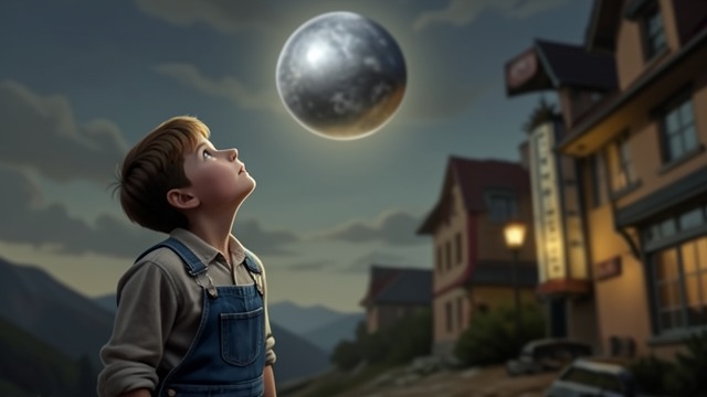 A Landmark Recognized from "Harold and the Purple Crayon". The Moon Points Home Memory gives meaning Harold remembers that his bedroom window is always around the Moon.