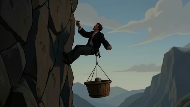 A Second Fall, Another Answer from "Harold and the Purple Crayon". Repetition with a Difference Danger returns Harold later slips from a mountain with no other side and falls through thin air.