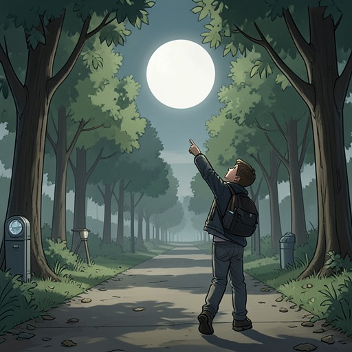 Harold and the Moon from "Harold and the Purple Crayon". Harold's relationship with the Moon develops from a need for moonlight into companionship and, finally, a means of finding the bedroom window.