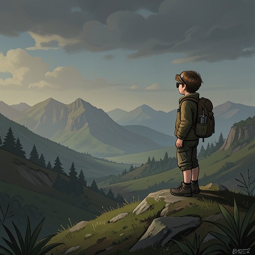 The Quest for the Bedroom Window from "Harold and the Purple Crayon". Harold moves from hoping to see his bedroom window to losing his bearings and finally remembering where that window belongs.