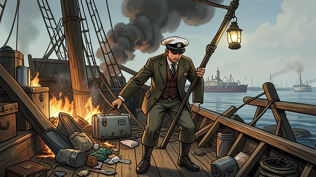 A Fire Seen from the Harbor from "1919". A Fire Seen from the Harbor War commerce in view Joe Williams boards an abandoned Standard Oil tanker burning outside the harbor and takes useful goods from…