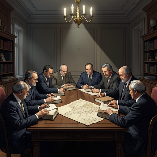 The Limits of the Peace Settlement from "1919". This flow traces how the peace conference’s ideals are narrowed by great-power bargaining, corporate interests, and unresolved national claims.