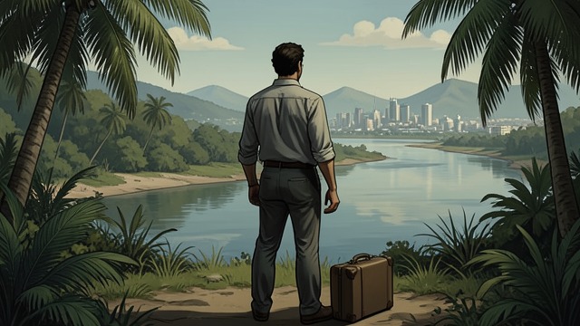 宏大的巴西小说,《乌拉圭女人》中的场景。一部逃离之作 幻想成形 卢卡斯·佩雷拉构思了一个故事,讲述一个男人抛下家人,消失在巴西。他想象着河流、毒品、性爱、葡西混合语、危险,以及一部足以与他所欣赏的书籍比肩的鸿篇巨制。 艺术映照欲望 这个拟议中的情节与卢卡斯·佩雷拉自己想要逃离的念头十分相似。在他尚未写下一个字之前,文学抱负便为逃离提供了宏大的形式。