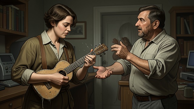 The Ukulele Is Saved from "La uruguaya". A Small Object Preserved Anger resisted Lucas nearly smashes the ukulele against the railing, but Guerra stops him.