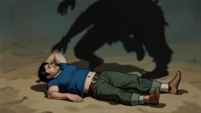 The Attack from "La uruguaya". Physical Violence The sudden assault Two men kick Lucas while he is on the sand with his trousers undone.