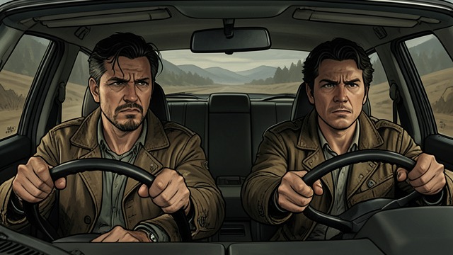 A Long Drive Begins from "Anxious People". A Long Drive Begins A suggestion becomes action Jack asks Jim to stop for coffee so they can pick up his car and drive to see his sister.