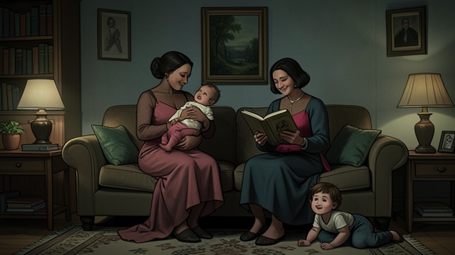Two Mothers at Home from "Anxious People". Two Mothers at Home A chosen apartment Julia and Ro buy the neighboring apartment and prepare for their child’s arrival.
