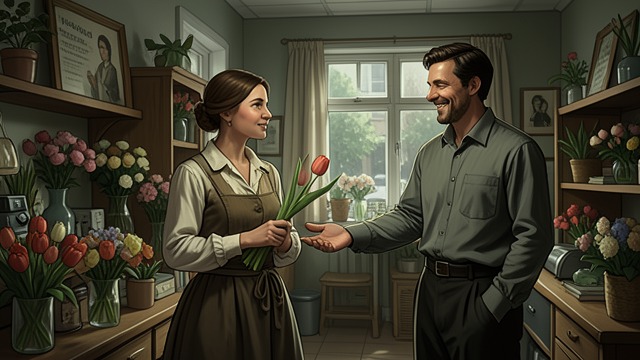 The Flower Shop Beginning from "Anxious People". The Flower Shop Beginning A repeated visit Ro keeps returning to Julia’s flower shop for tulips.
