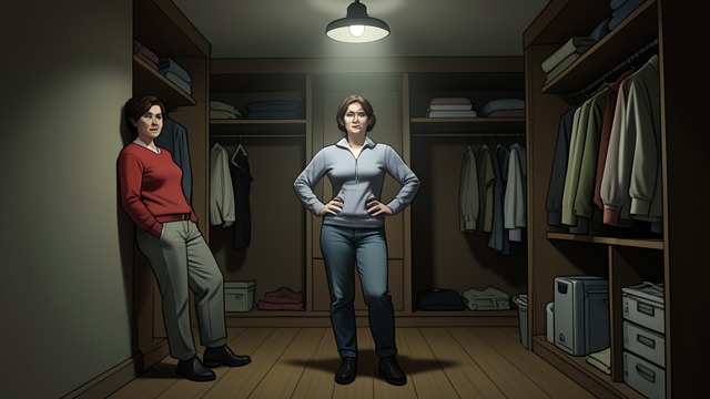 The Closet Conversation from "Anxious People". The Closet Conversation A shared fear of failure Julia joins Anna-Lena in the oversized closet.