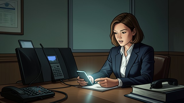 The Divorce Alert from "Anxious People". The Divorce Alert Attention divided London repeatedly checks her phone during questioning.