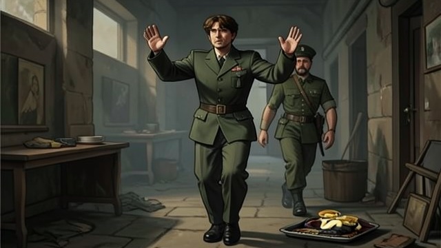 The Silent Arrest from "The Man Who Laughs". The Silent Arrest An order without explanation A wapentake touches Gwynplaine with the iron staff and orders him to follow.