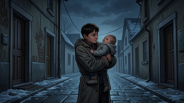 The Town’s Closed Doors from "The Man Who Laughs". The Town’s Closed Doors Human settlement refuses help Gwynplaine knocks at houses while carrying Dea.