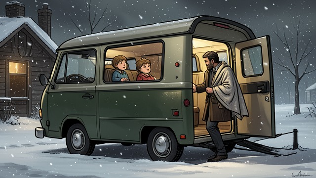 Shelter in the Caravan from "The Man Who Laughs". Shelter in the Caravan A fragile refuge found Ursus welcomes both children into the van. Food and warmth replace the immediate threat of the storm.