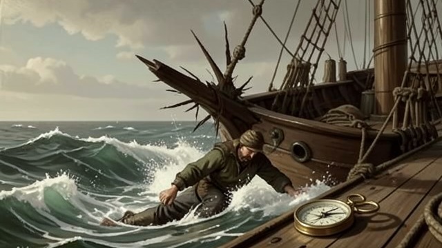 A Storm of Reefs from "The Man Who Laughs". A Storm of Reefs The ship disabled Wind and waves break the Matutina’s mast and instruments. The skipper is swept away despite desperate efforts to steer.