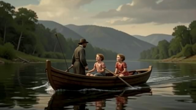 The River Carries Them from "The Man Who Laughs". The River Carries Them Escape toward the sea Ursus, Dea, and Homo leave London aboard the Vograat. Gwynplaine finds them as the ship moves down the Thames.