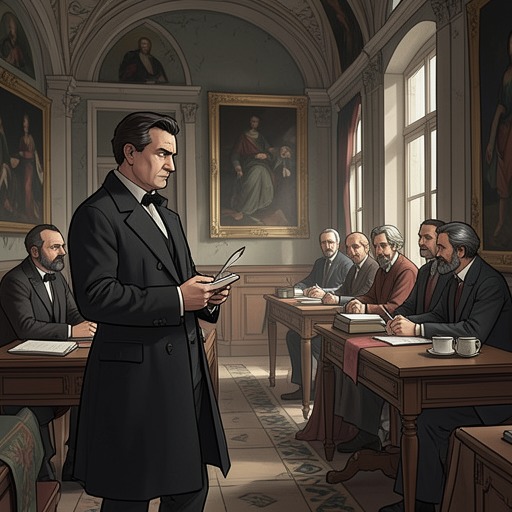 Barkilphedro and the Court from "The Man Who Laughs". Barkilphedro converts service, surveillance, and secrets into an unofficial power that shapes royal decisions.