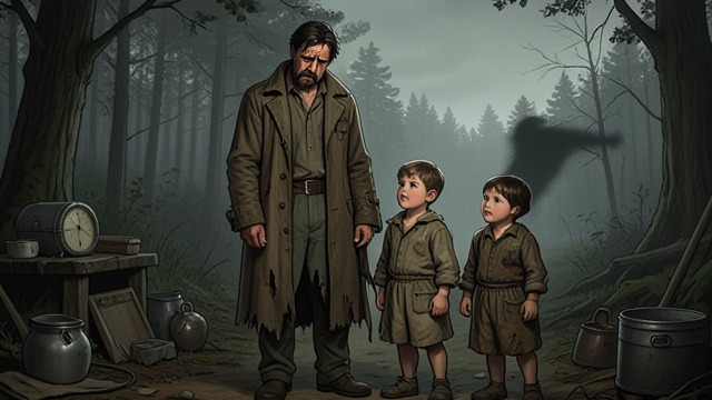 Temporary Improvement from "Hansel and Gretel". Temporary Improvement A family reunited The children return by following White Pebbles, and the Woodcutter is glad to see them.
