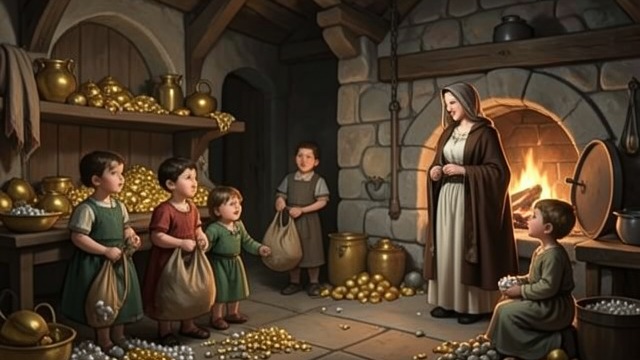 Leaving the House from "Hansel and Gretel". Leaving the House The trap broken Gretel kills the Witch by shutting her inside the Oven and frees Hansel.