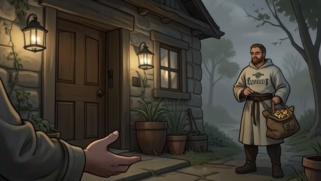 Home Reached Again from "Hansel and Gretel". Home Reached Again A threshold crossed by choice After defeating the Witch, Hansel and Gretel walk until they find their father’s home.