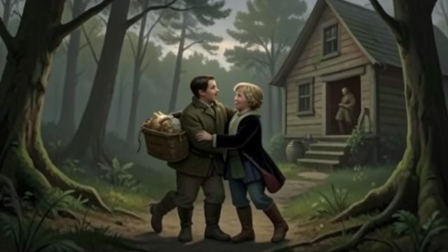 A Journey Completed from "Hansel and Gretel". A Journey Completed Leaving the forest After Gretel defeats the Witch, the siblings take treasure and set off through the forest.