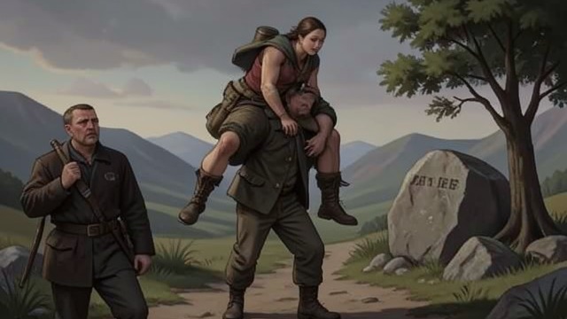 The Promise Carried Home from "The Shepherd". A Bond After Death Refusing Abandonment Lawson carries Veena across the border on his shoulders, exhausted and still holding the weapon he has brought back.