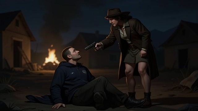 A Rifle at the Throat from "The Shepherd". Strangers in the Dark A Misread Encounter Lawson follows the sounds of another traveler and is suddenly kicked down, disarmed, and held at gunpoint by Veena.