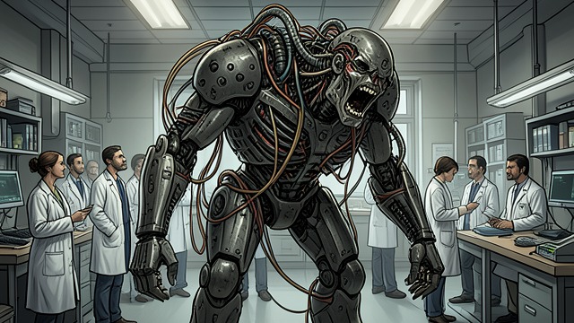 A Failed Prototype from "Last and First Men". An Experiment in Excess Brain without balance Early researchers produce a vast brain supported by mechanical organs, but it suffers pain and mental…