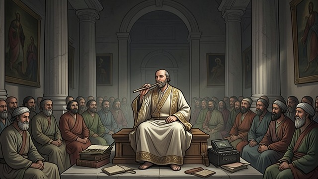 The Prophet Imprisoned from "Last and First Men". A Founder Made an Oracle The state claims its creator The ruler retrieves the prophet from his mountain retreat and installs him in the High Temple of Music.