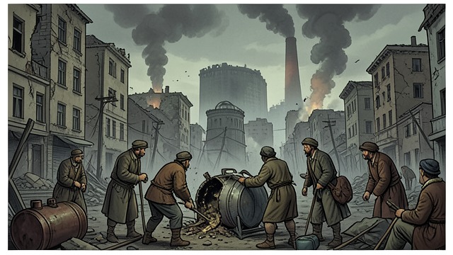 The State Falls from "Last and First Men". Civilization Runs Out The fuel crisis Coal supplies finally fail, while ritual flight and religious authority resist the reductions that survival requires.