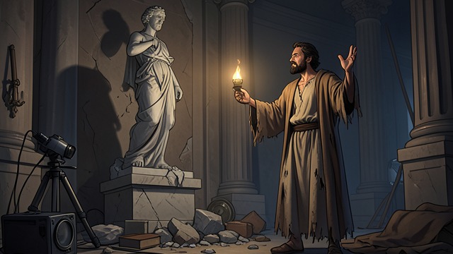 The Idol’s Destruction from "Last and First Men". Laughter at the Creator An act of defiance The prophet mocks the fearful image of the Creator, then smashes it before the congregation.