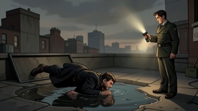 Arrest on a Rooftop from "Wasp". Carelessness Has Consequences Caught in the act Gurd is arrested after coming down from a roof and confronting the Kaitempi.