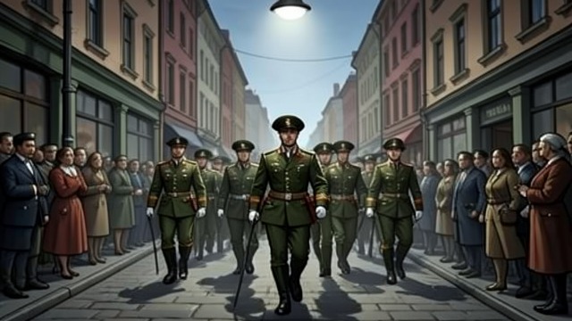 战争胜利游行,《黄蜂》中的场景。壮观场面与可乘之机 公开展示实力 政府吹嘘在太空中取得胜利后,举行了胜利游行。这场展示转移了民众的注意力,也让莫里更容易在人群中行动。 相互矛盾的信号 官方的庆祝活动与日益显现的军事压力并存。莫里认为,这场游行是可以加以利用的宣传,而不是应该照单全收的事实。